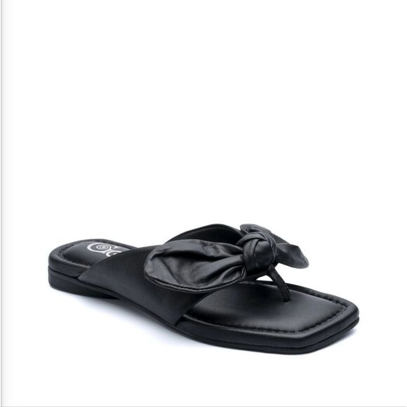 New Golo Bowthong black exaggerated bow meticulously draped flow flip flop 6.5 - Picture 1 of 6